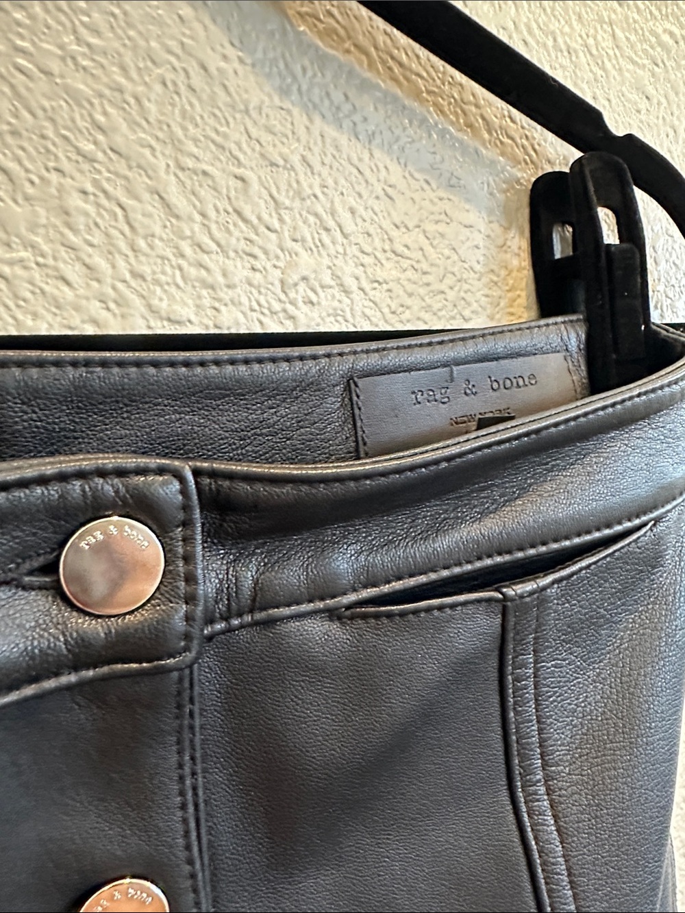 Rag & Bone 100% Lamb Leather Button Front Mini Skirt Size 4 buttery soft